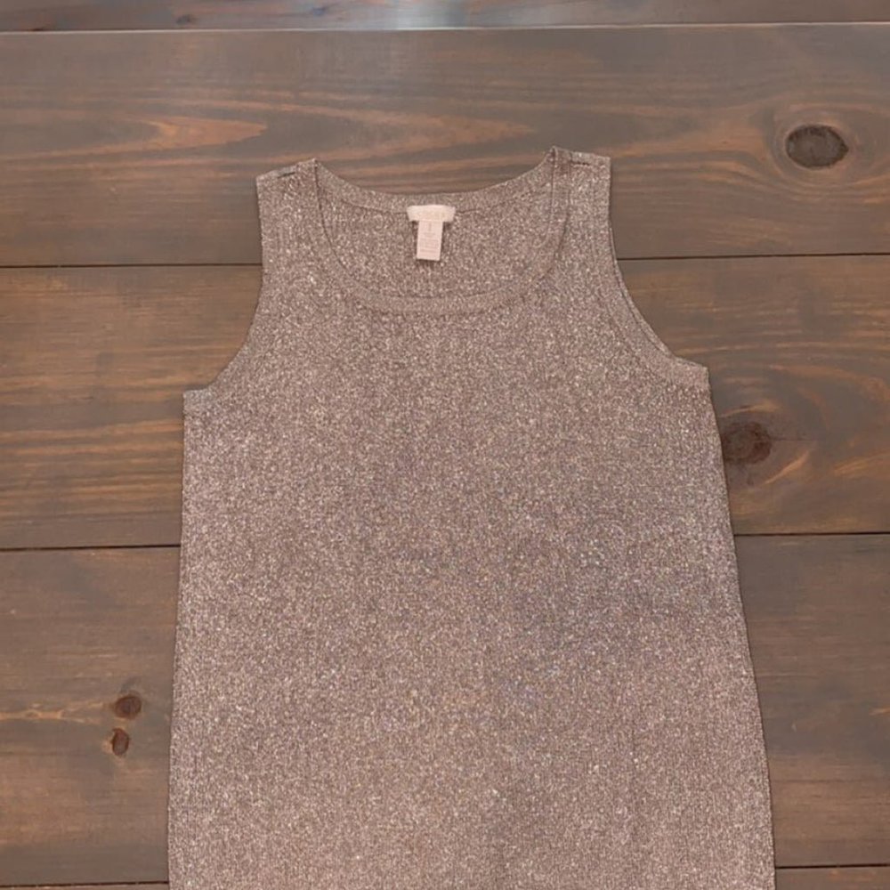 Women’s  Silver Shiny Tank Top Blouse Small